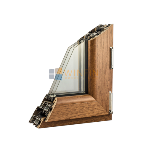 Деревянное окно из алюминия и дуба, профиль 95 мм