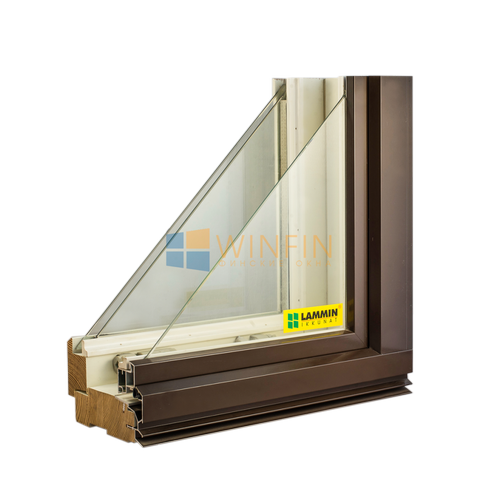 Деревянное окно из сосны и алюминия, профиль 130 мм